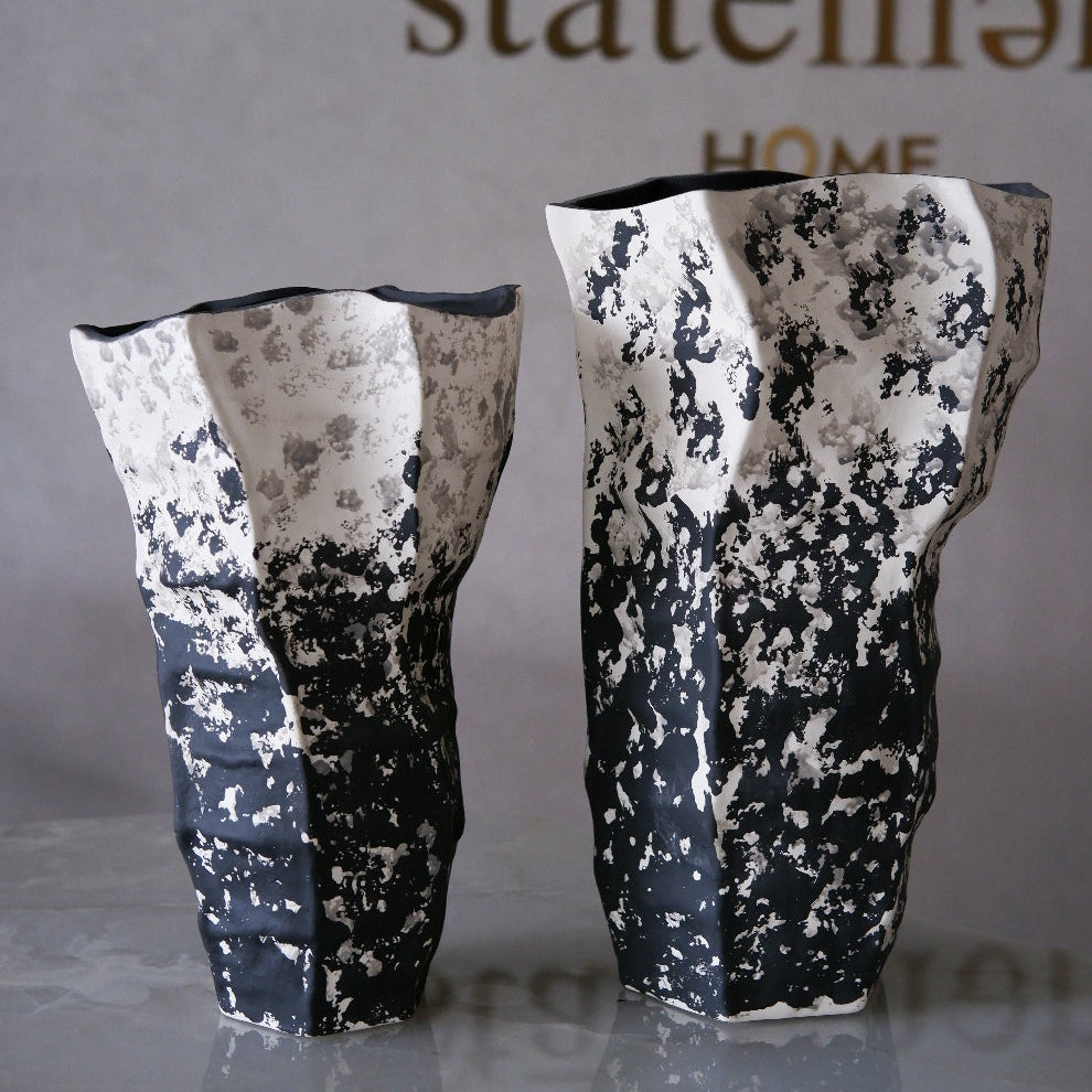 Obsidian Frost Textured Vase