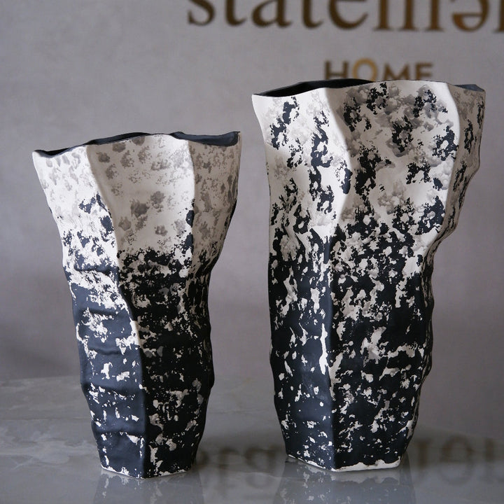 Obsidian Frost Textured Vase