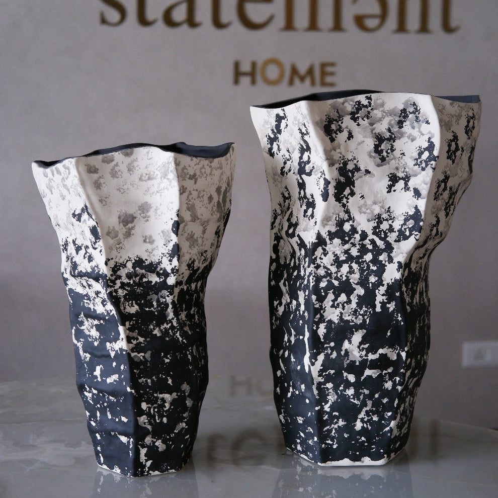 Obsidian Frost Textured Vase