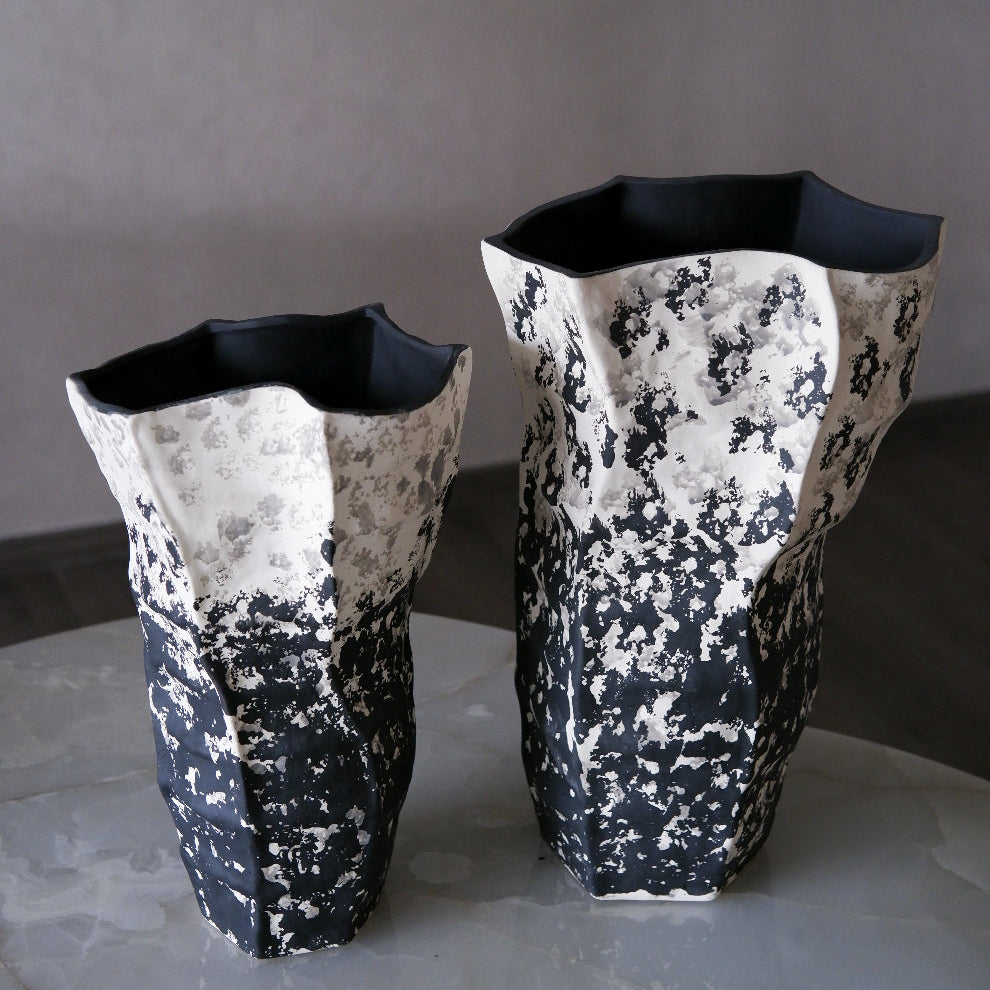 Obsidian Frost Textured Vase