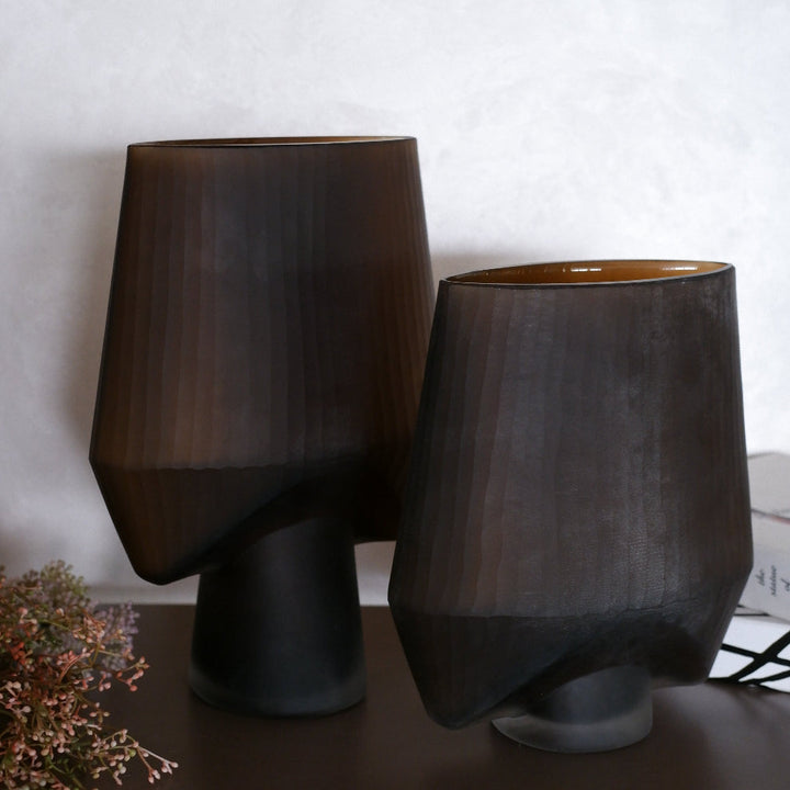Sandstone Aura Glass Vase Duo