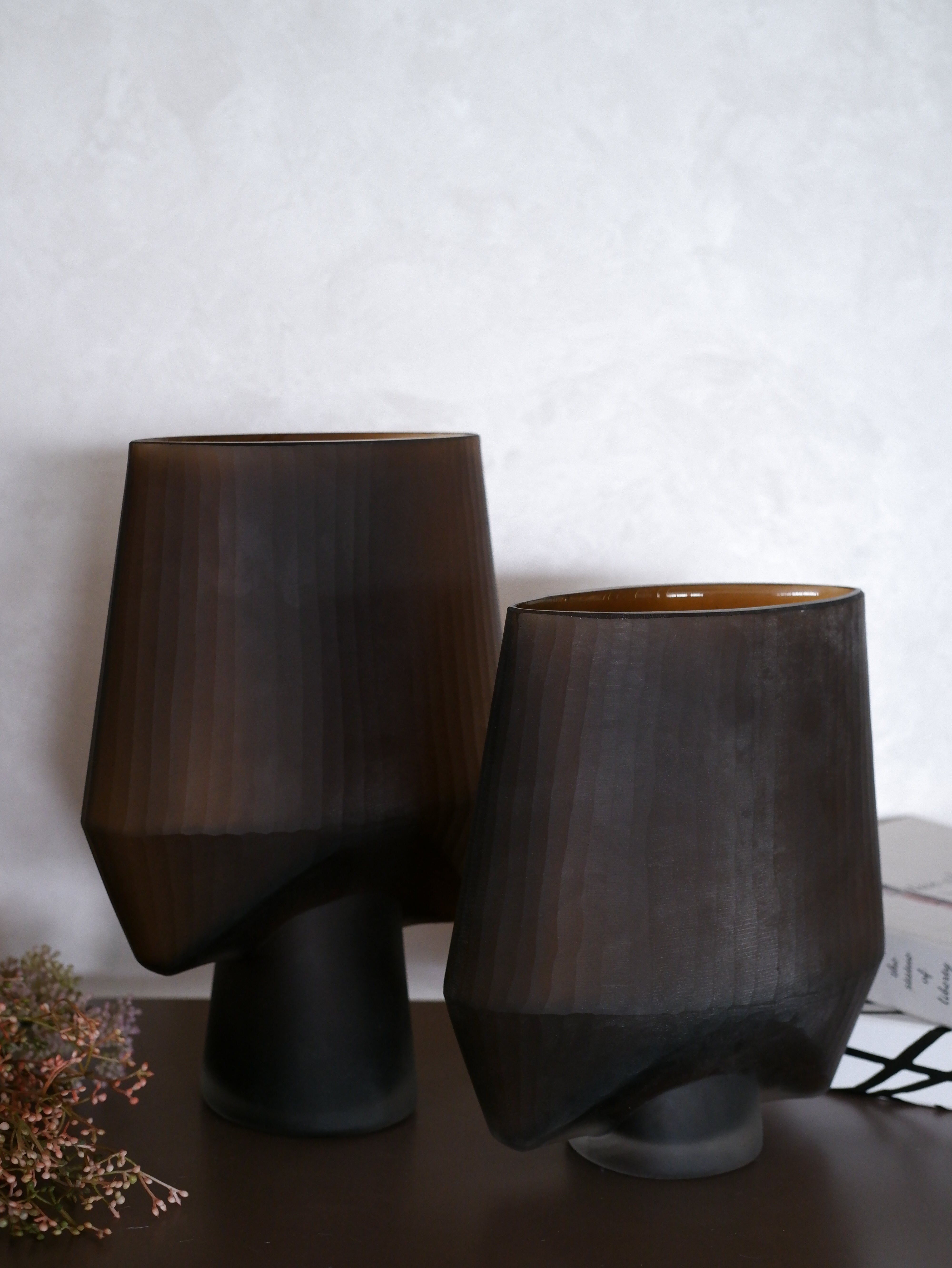 Sandstone Aura Glass Vase Duo