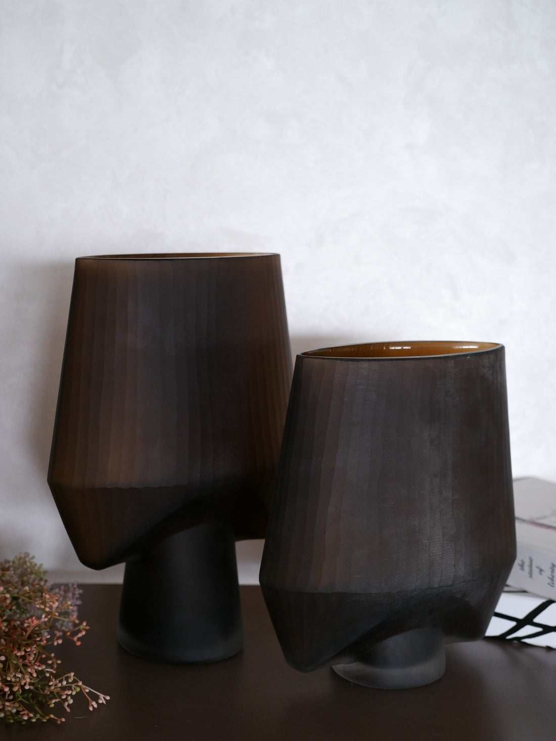 Sandstone Aura Glass Vase Duo