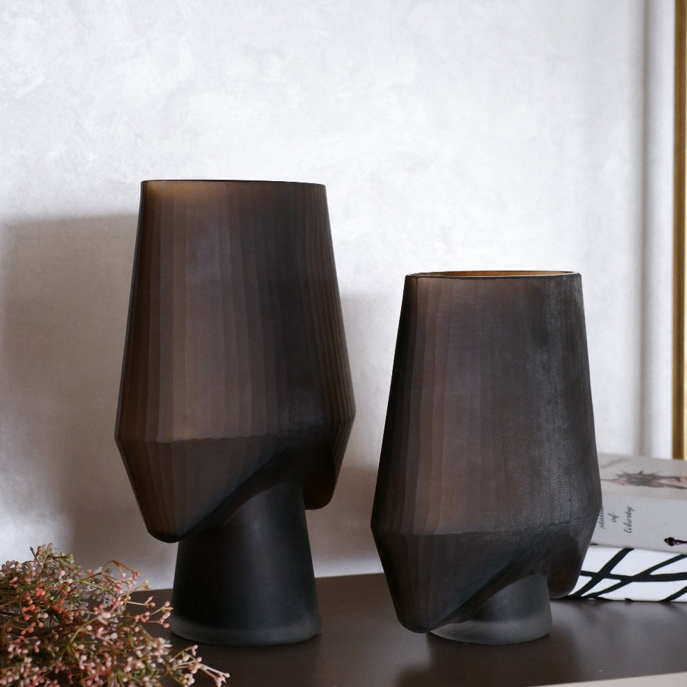 Sandstone Aura Glass Vase Duo