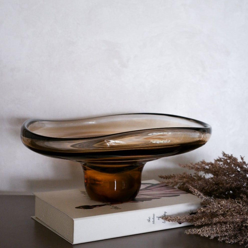 Amber Bloom Glass Vase Trio