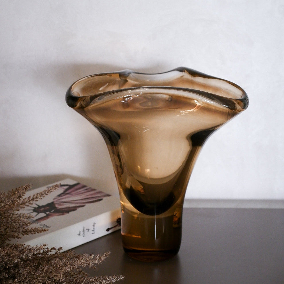 Amber Bloom Glass Vase Trio