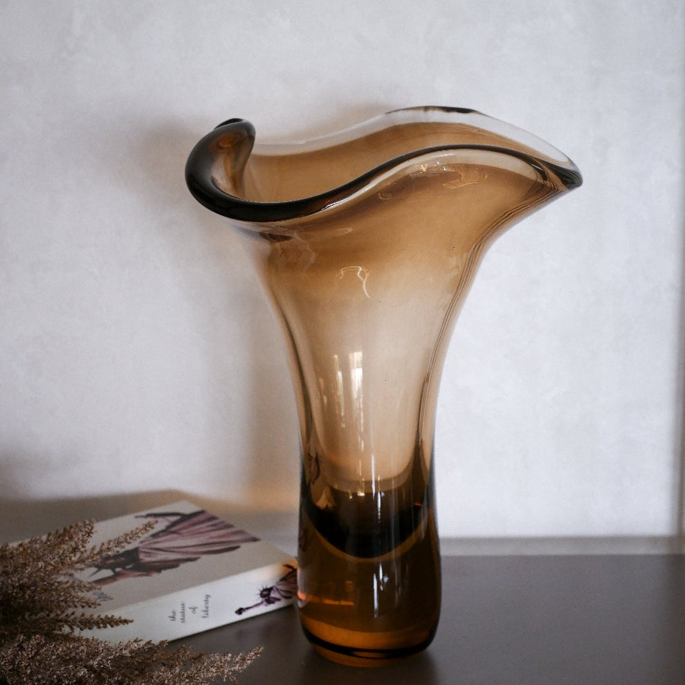 Amber Bloom Glass Vase Trio