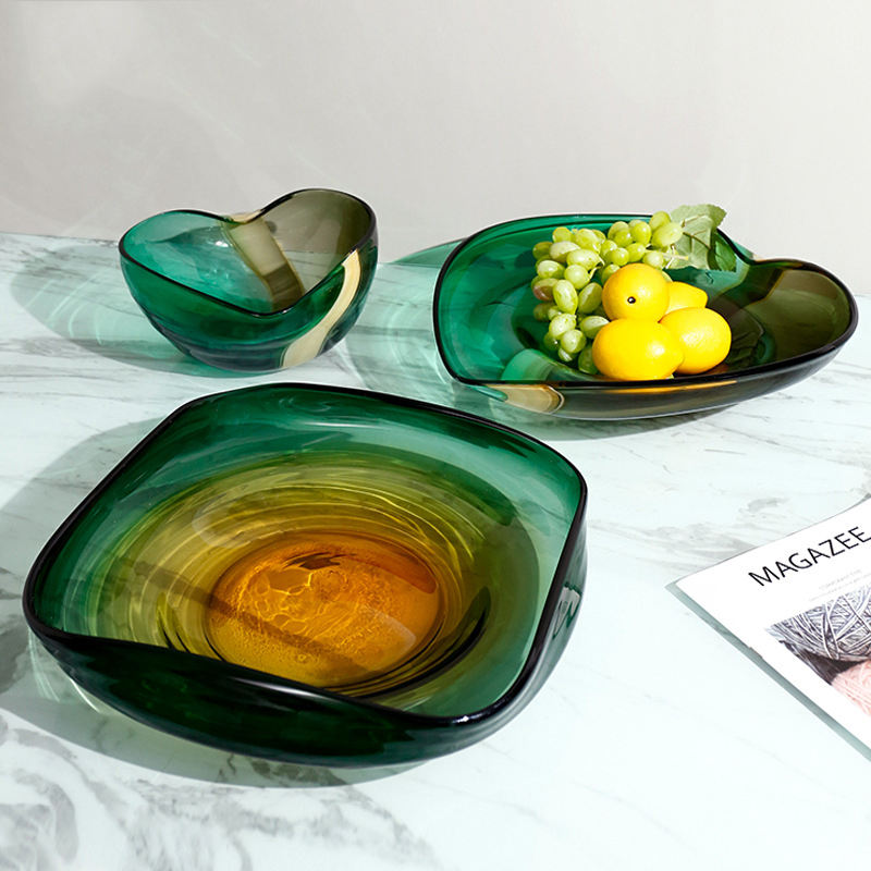 Aqua Embrace Sculptural Glass Bowl Set