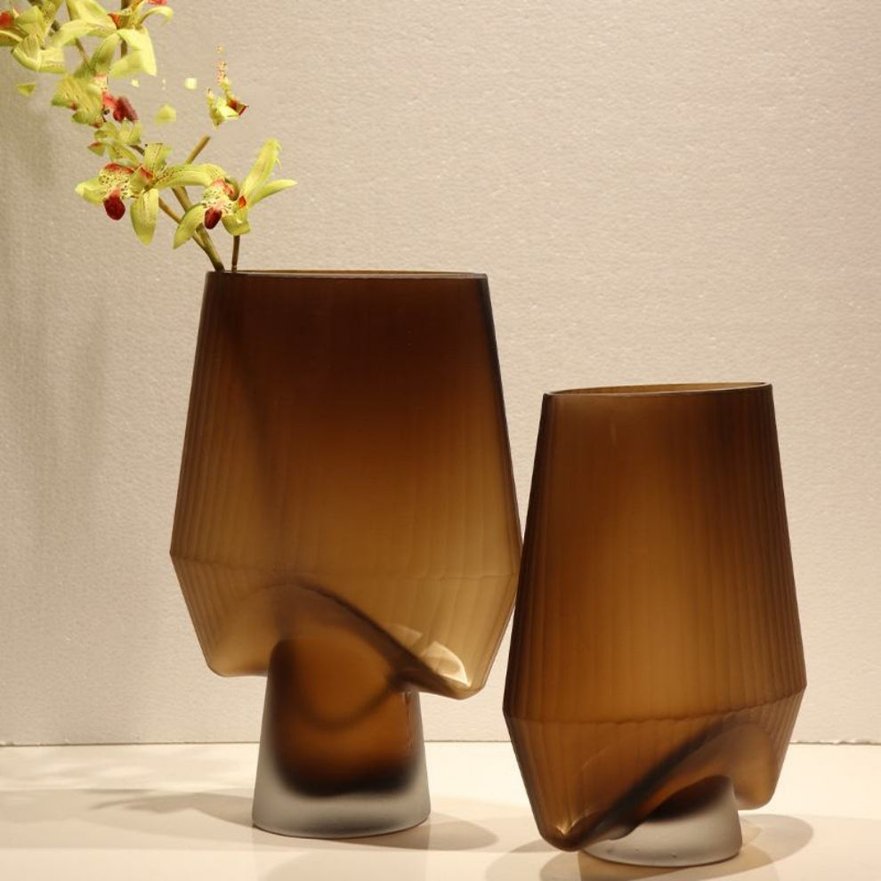 Sandstone Aura Glass Vase Duo