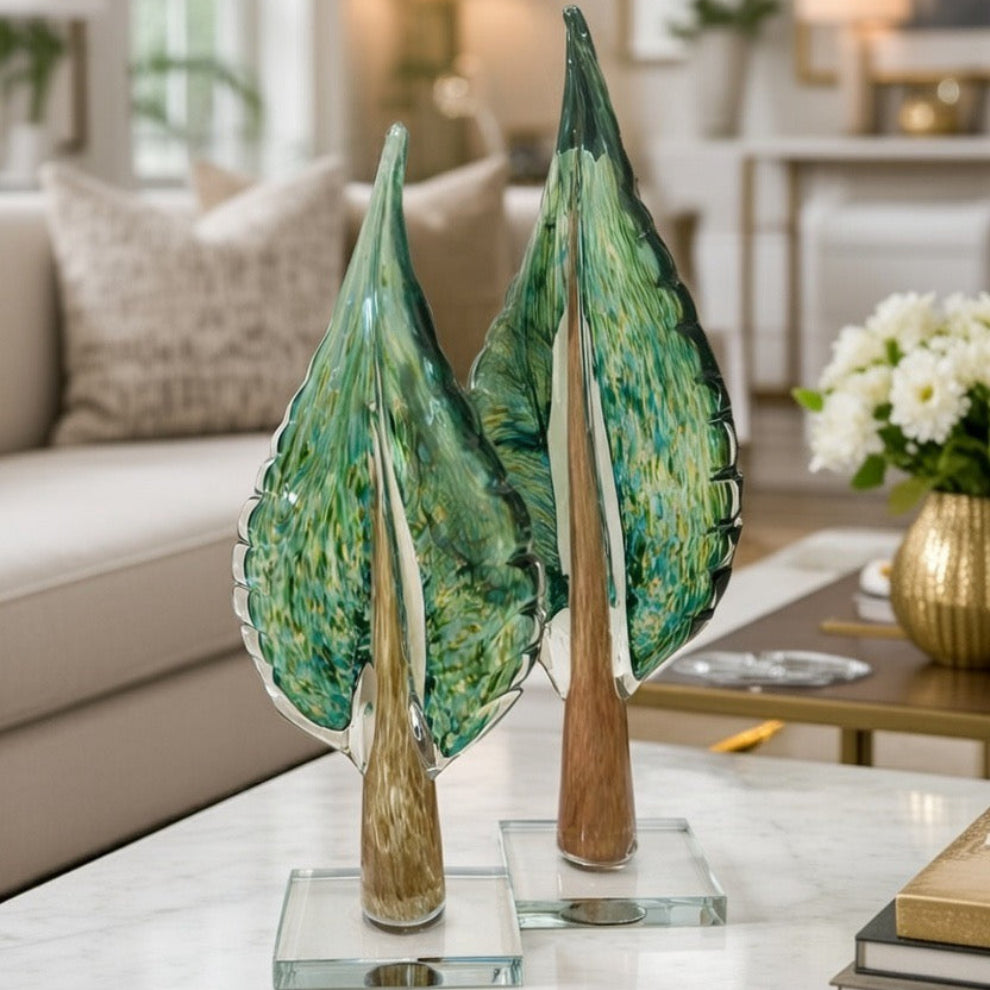 Emerald Leaf Sculptures