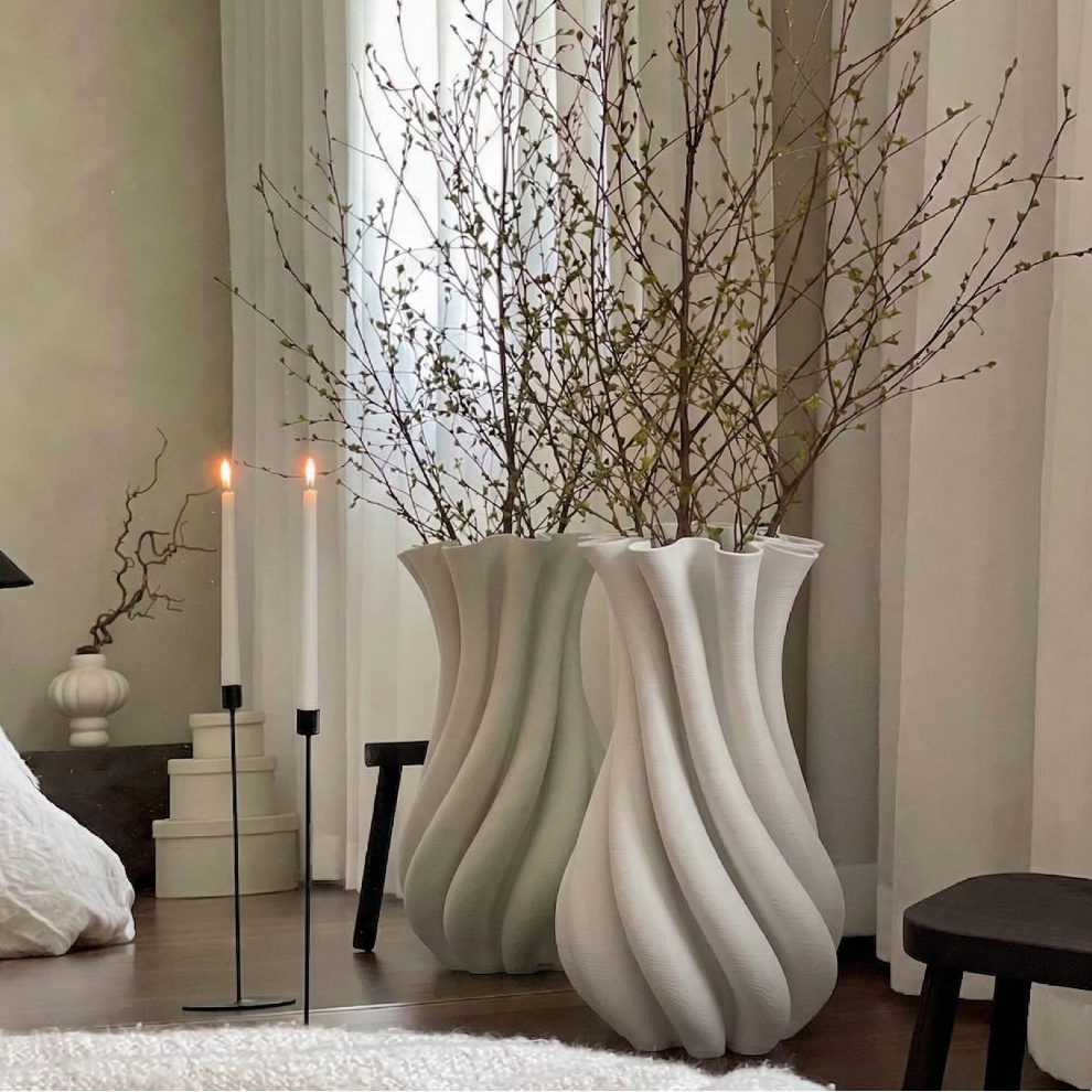 Ivory Twist Floor Vase