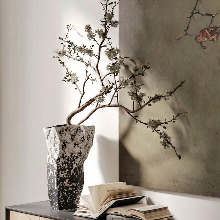 Obsidian Frost Textured Vase