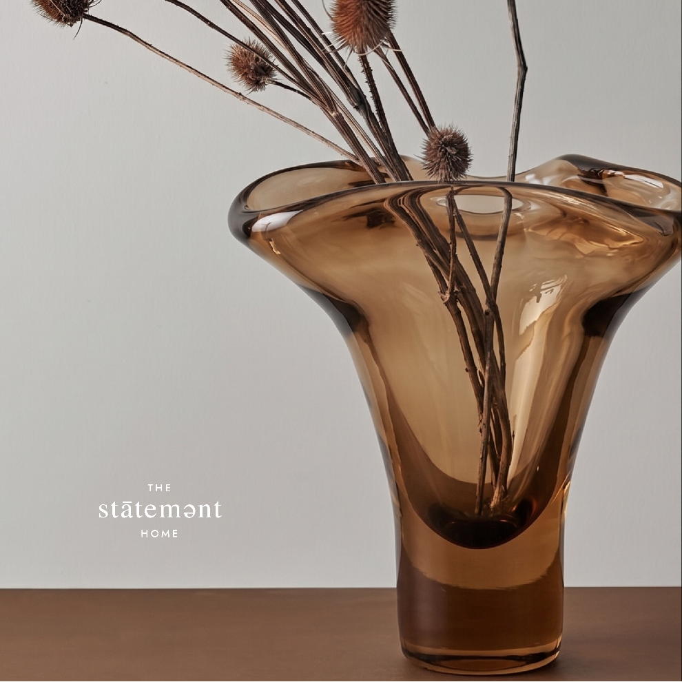 Amber Bloom Glass Vase Trio