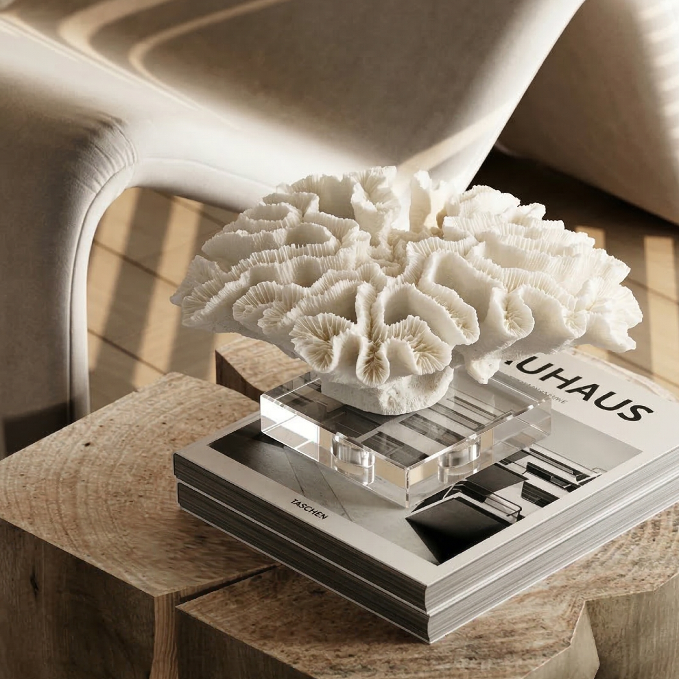 Ivory Coral Ceramic Sculpture
