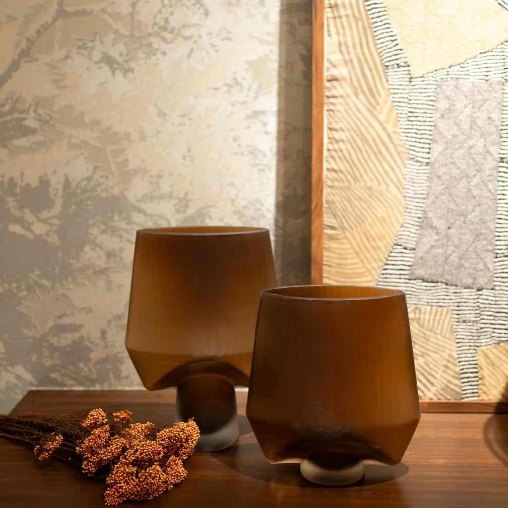 Sandstone Aura Glass Vase Duo